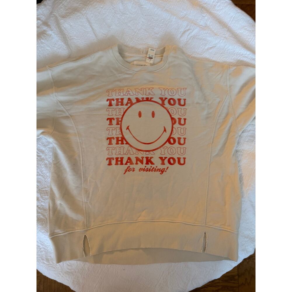 Aerie Thank You Bag Smile Face Sweatshirt, Medium, BNWT